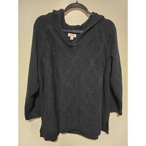 Evri Womens Plus Size 3x Soft Ribbed Black Hoodie Hooded Sweater Sweatshirt